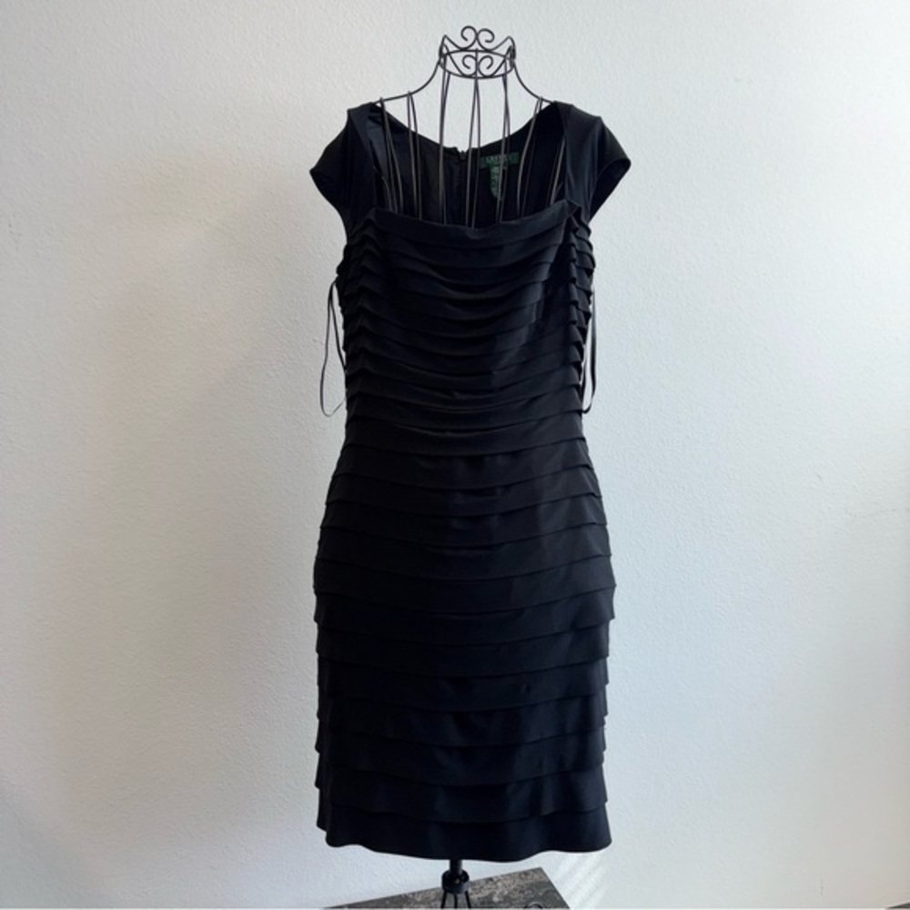 Ralph Lauren Black Sheath Midi Dress with Bateau Neckline